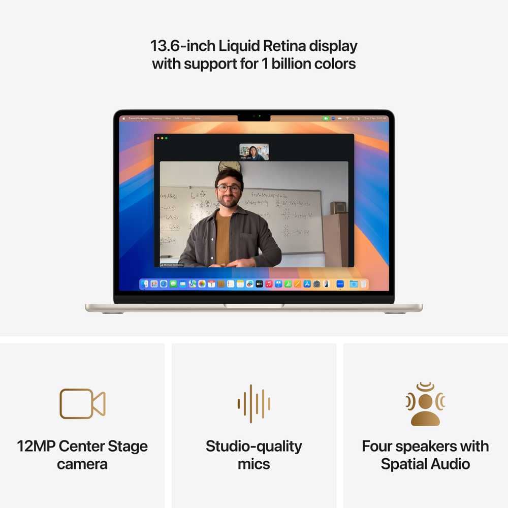 Apple MacBook Air M4 13-inch (2025) – 10-core CPU / 16GB RAM / 256GB SSD / 8-core GPU / macOS Sequoia / English & Arabic Keyboard / Starlight / Middle East Version - Image 5