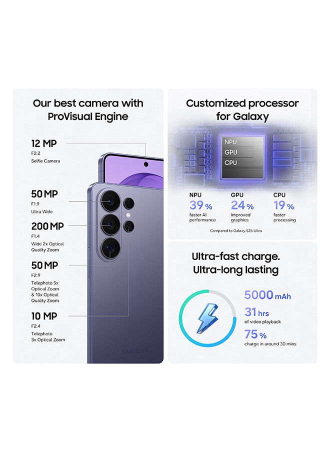 Samsung Galaxy S26 Ultra 5G Dual SIM 1TB | 16GB RAM | Cobalt Violet | Middle East Version - Image 5